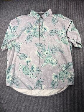 TOMMY BAHAMA Short Sleeve Button 100% Silk Shirt Men's Size XXL Collar Floral